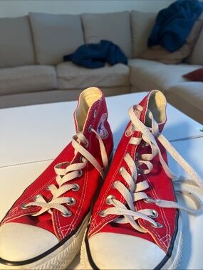 Unisex Red High-Top Canvas Sneakers